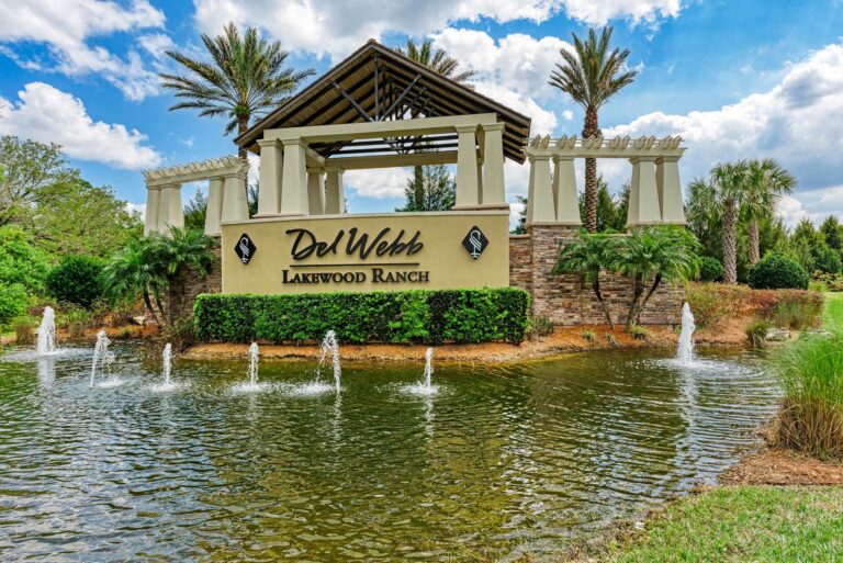 Pros Cons Of Living In Del Webb Florida SarasotaSandy   Del Webb Entry Sign 768x513 