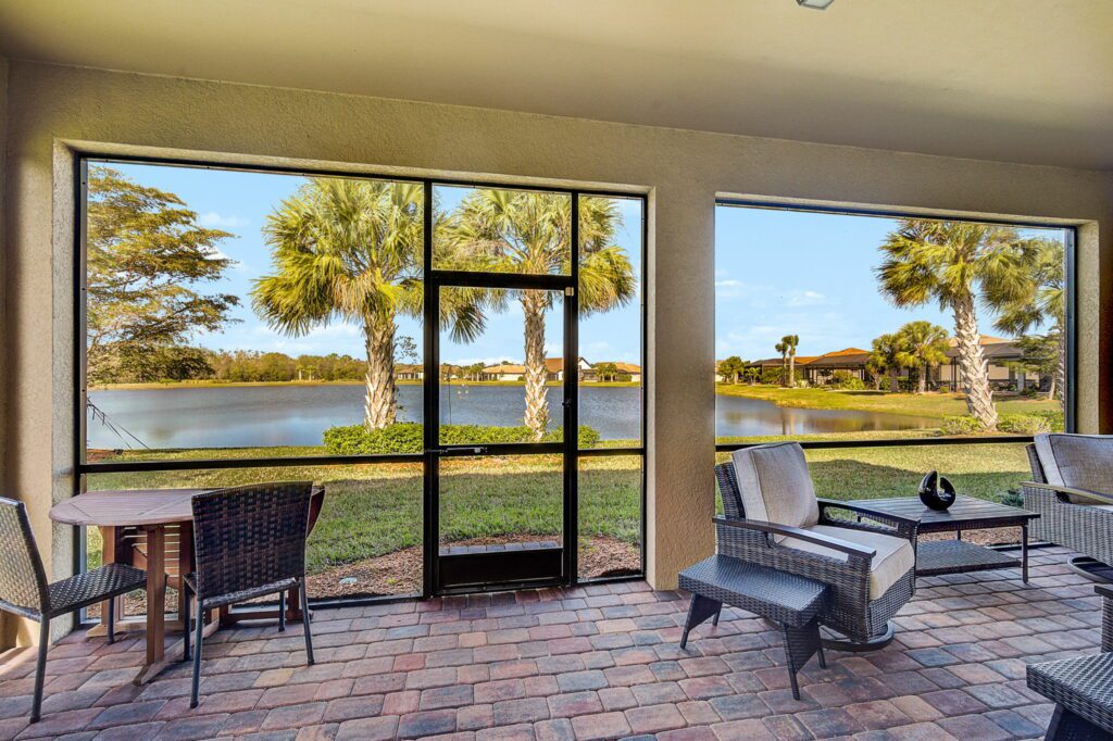 Outdoor Lanai with water view Del Webb lakewood ranch